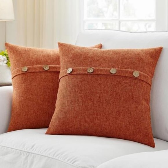 Decorative Throw Pillow Covers Cases Cottage Farmhouse Accent Fall Decor Orange - Picture 2 of 10